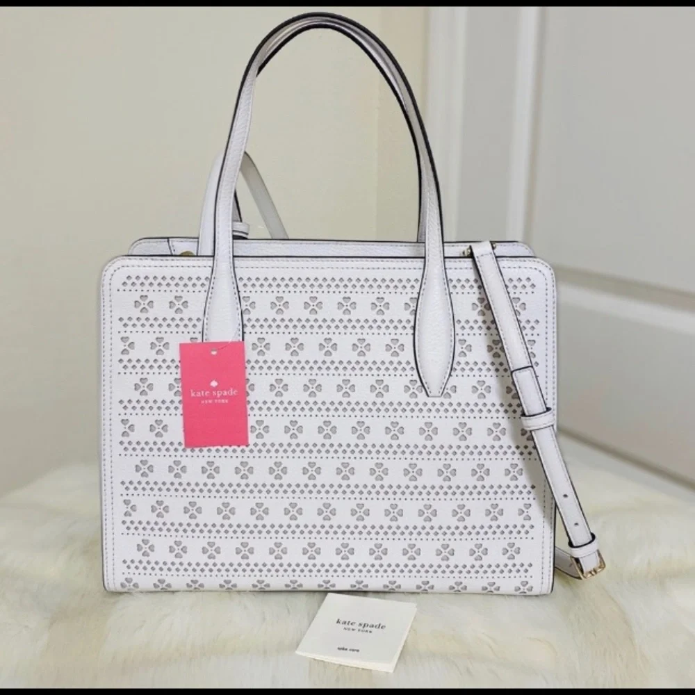 Kate Spade perforated Spring White Satchel NWT - Picture 7 of 9